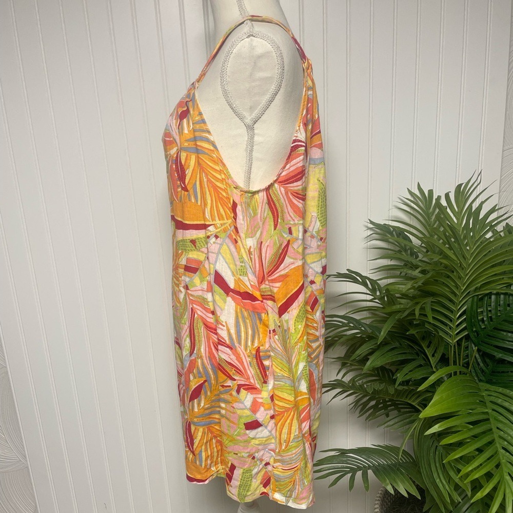 C & C California Linen Sleeveless Halter Print Tropical Dress Women's XL - Picture 5 of 13